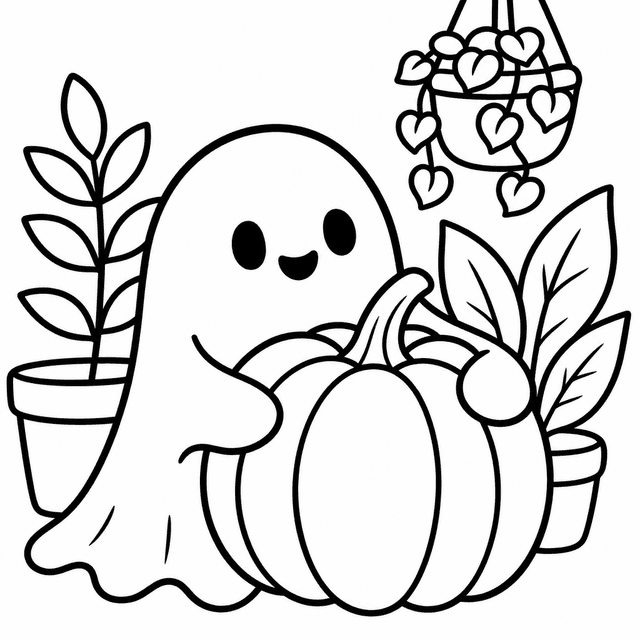 Pogrubiony i Łatwy — Cute ghost z dynią