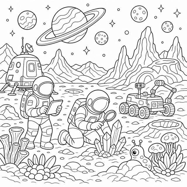 Młody Odkrywca — Astronauci badający obcą planetę