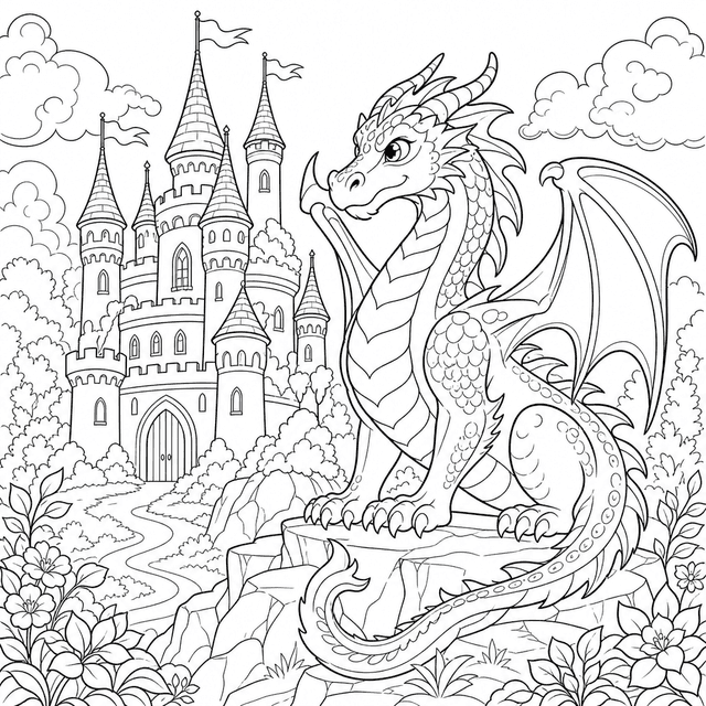 Fantastyczny — Smok pilnujący zamku