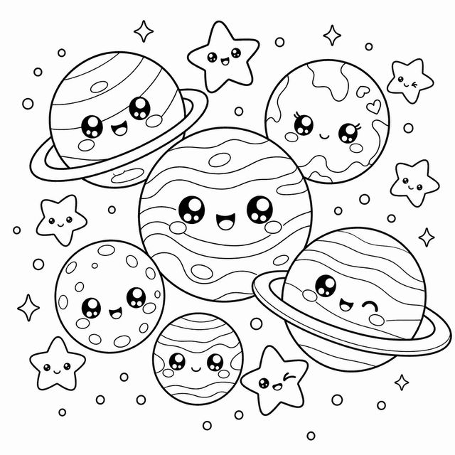 Kawaii — Kawaii planets and stars