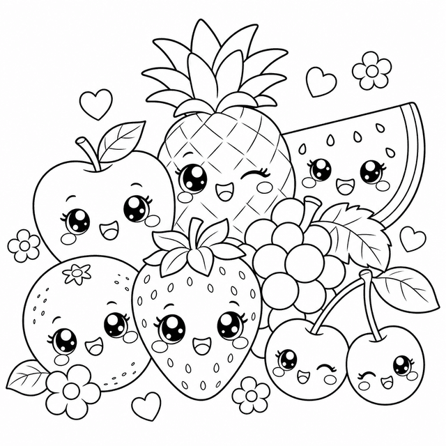 Kawaii — Słodkie owoce z buziami