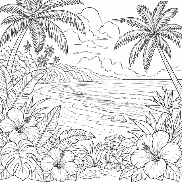 Natura — Tropikalna plaża z palmami