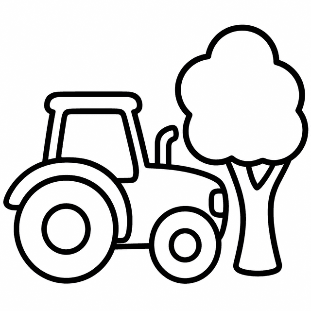 Podstawowy dla Maluchów — Traktor z jednym drzewem